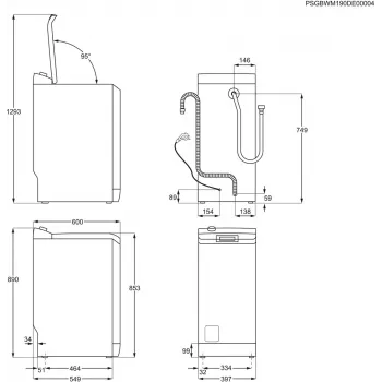 Pralka ładowana od góry Electrolux EW2TN5261FP, 6 kg, 1200 obr./min, bęben 42 l, biała