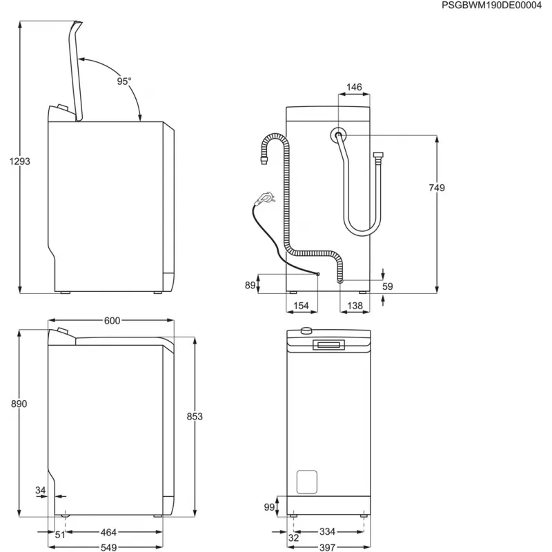 Pralka ładowana od góry Electrolux EW2TN5261FP, 6 kg, 1200 obr./min, bęben 42 l, biała