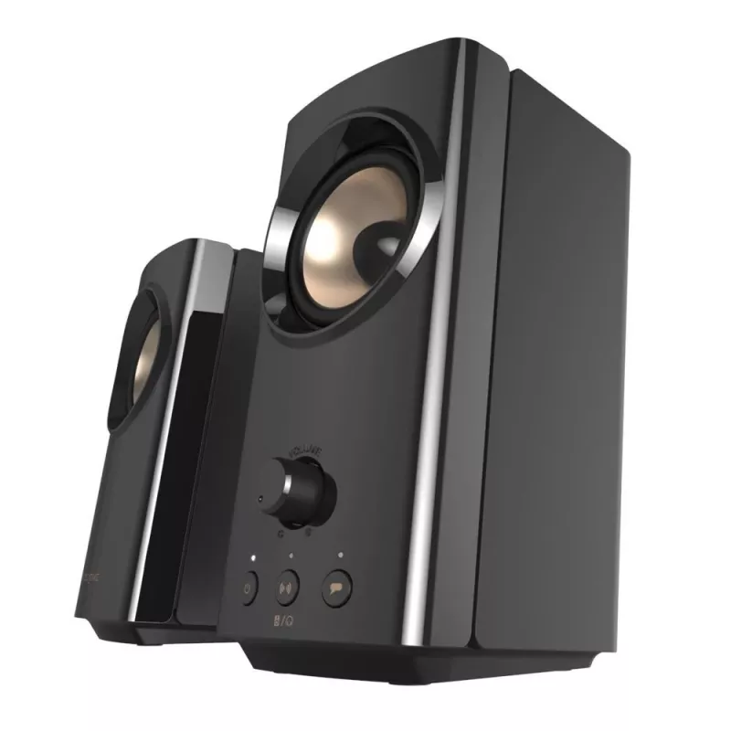 Głośniki komputerowe CREATIVE T60 2.0 Compact Hi-Fi z wyraźnym dialogiem i dźwiękiem przestrzennym Sound Blaster, zestaw SmartComms Kit, porty USB-C audio, mikrofon i słuchawki B