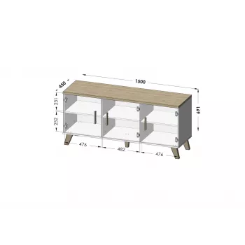 Cama sideboard LOTTA 150 3D Biały + sonoma oak