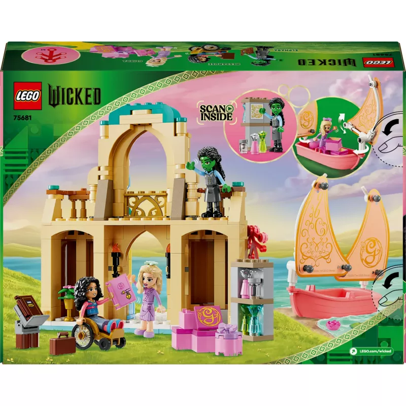 Zestaw konstrukcyjny LEGO 75681 z minifigurkami: Wicked, Glinda, Elphaba, Nessarose oraz Uniwersytet Shiz