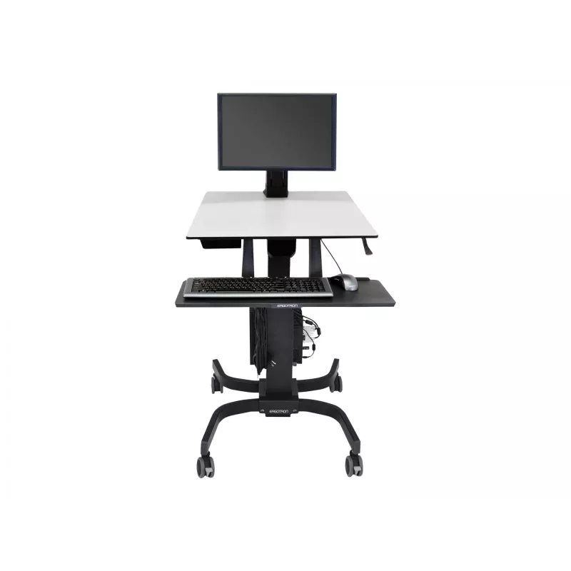 Ergotron WorkFit-C - Jednoosobowa stacja robocza do pracy na siedząco i stojąco - Wózek multimedialny - Czarny - Szary - 7,3 kg - 61 cm (24 cale) - 75 x 75, 100 x 100 mm - 360°