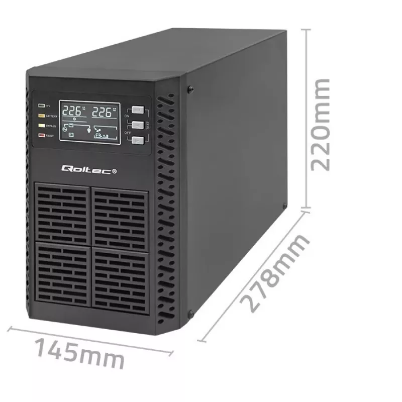 Qoltec Zasilacz awaryjny (UPS) | 1kVA | 1000W | Współczynnik mocy 1.0 | LCD | EPO | USB | Online