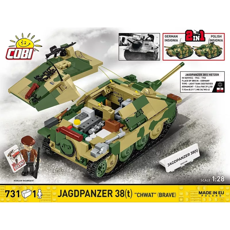 Klocki Cobi Jagdpanzer 38t Brave zestaw konstrukcyjny, 731 elementów