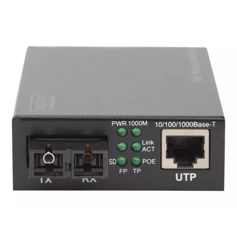 Digitus Gigabit PoE media converter, RJ45 / SC, SM, PSE