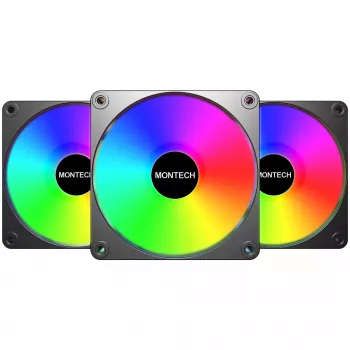Montech GF120R V2 ARGB Moduł wentylatora do obudowy komputera 12 cm Czarny 3 szt.