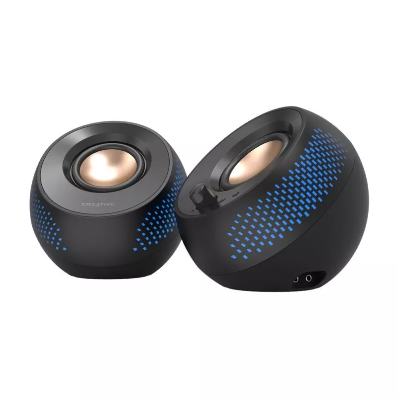 Głośniki komputerowe CREATIVE Pebble X 2.0 USB-C z regulowanym podświetleniem RGB, Bluetooth 5.3, audio USB, moc RMS do 15 W, dla PC i Mac