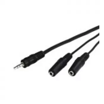 Wentronic Goobay Kabel adapter jack 3,5 mm, Czarny, 0,2 m - wtyk jack 3,5 mm (3-styk., stereo) > 2x gniazdo jack 3,5 mm (2-styk., mono) (50465)