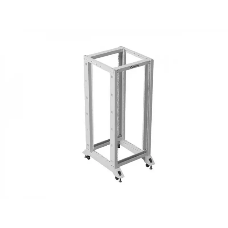 LANBERG 19-calowa otwarta szafa rack 27U 600x800 mm szara, 27U otwarta rama serwerowa