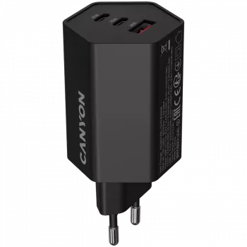 Ładowarka CANYON HEXAGON 65 GaN 65W 2xPD 1xQC EU Czarna (CND-CHAHEX65B)