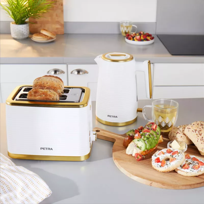 Toster Petra PT5032WVDE 2-kromkowy, kompaktowy toster elektryczny z 2 szczelinami