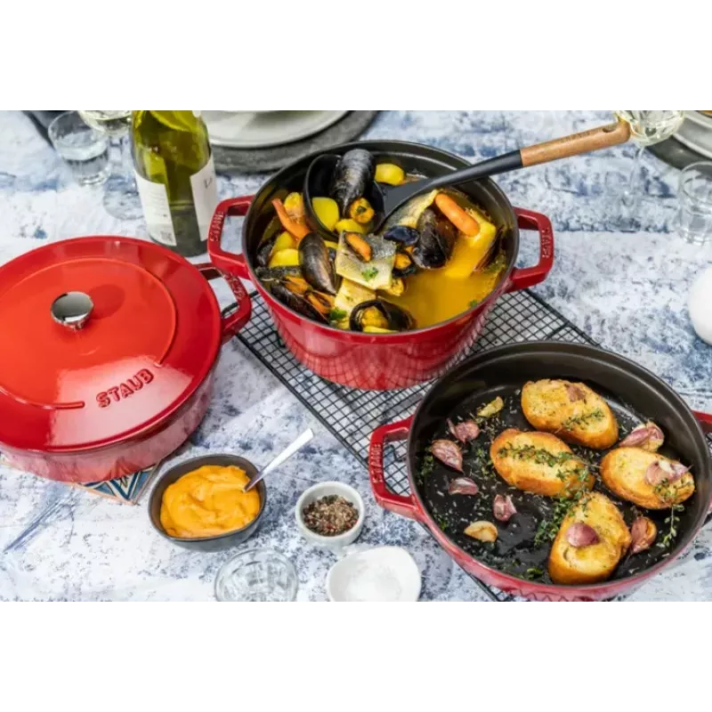 Staub La Cocotte okrągłe żeliwne naczynie do zapiekania -- ZESTAW 3 ELEMENTÓW