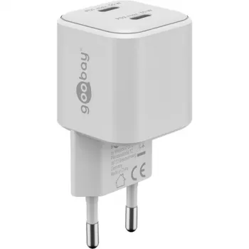USB-C Nano, dwie szybkie ładowarki, PD, GaN, 35 W (Biały, 2x USB-C, Power Delivery 3.0)