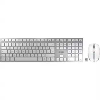 CHERRY DW 9100 SLIM klawiatura Mysz w zestawie Uniwersalna RF Bezprzewodowa + Bluetooth QWERTZ Niemiecka Srebrna