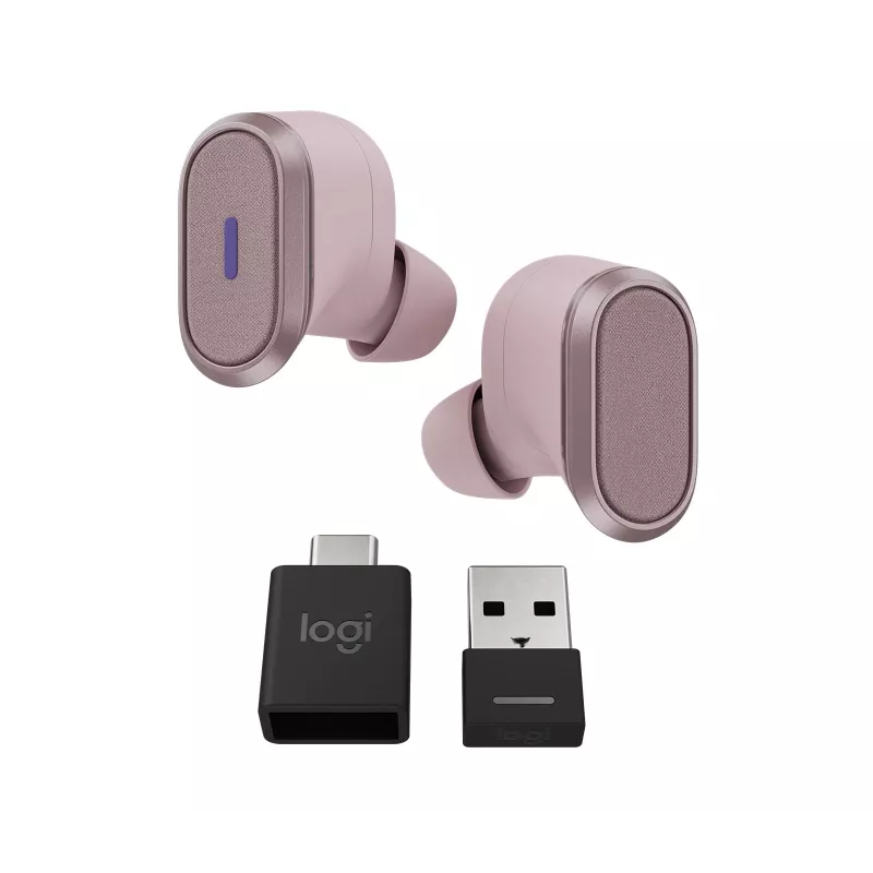 Logitech Zone True Wireless, słuchawki douszne, ANC, Rosé, różowy, douszne, Bluetooth, 985-001090