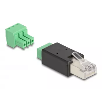 DeLOCK 66607 adapter złączy RJ45 3-pinowy blok zaciskowy Czarny Zielony