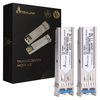 Extralink SFP 1.25G Moduł 2-szt., 1.25Gbps, LC/UPC, 1310nm, 20km, Single Mode, DOM