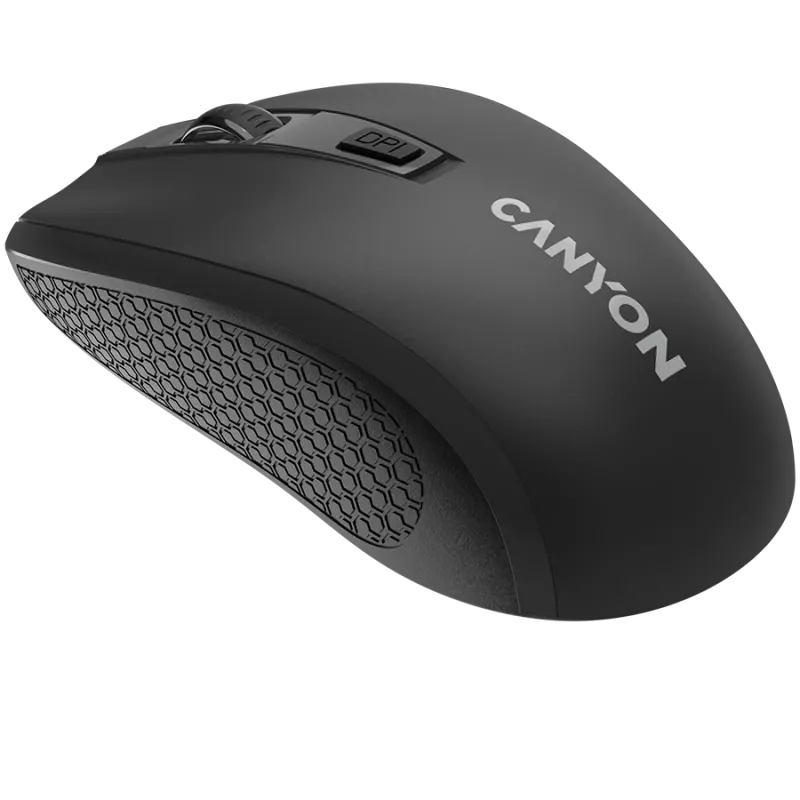 CANYON MW-7, 2.4Ghz wireless mysz, 6 buttons, DPI 800/1200/1600, with 1 AA bateria ,size 110*60*37mm,58g,Czarny
