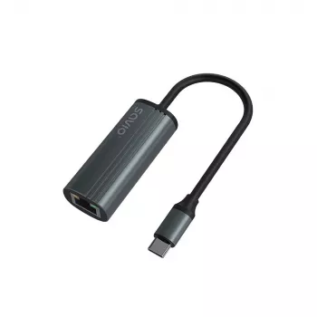 SAVIO Adapter USB-C 3.1 Gen.1 (M) na RJ-45 Gigabit Ethernet (F), 1000 Mbps, AK-56, szary