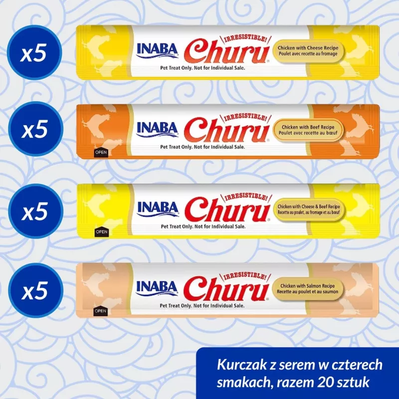 Przysmaki dla kota INABA Churu Variety Box — Kurczak i Wołowina, 20 x 14 g tubek