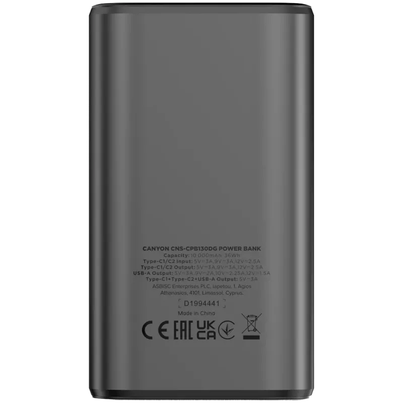 Przenośny power bank CANYON OnPower 130 TFT 10000 mAh