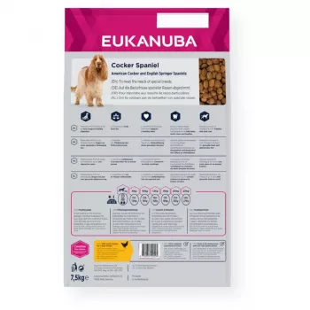 sucha karma dla psa EUKANUBA Breed Specific Cocker Spaniel 7.5 kg — Kurczak, Dorosły, Skóra i Sierść, Wsparcie Serca