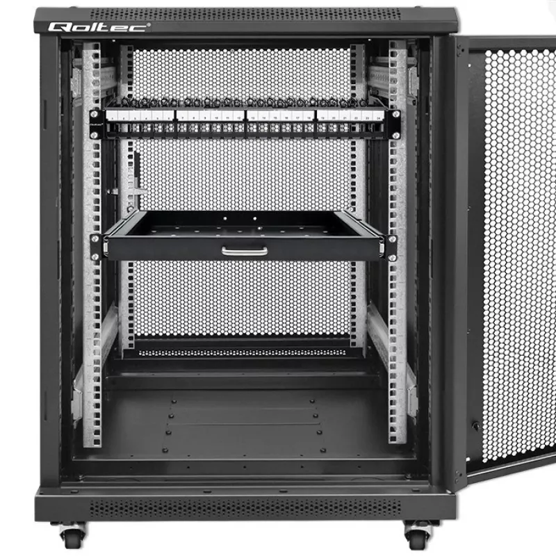 Qoltec 54516 panel krosowy do szafy rack 19 cali, 24 porty, 1U, UTP, czarny