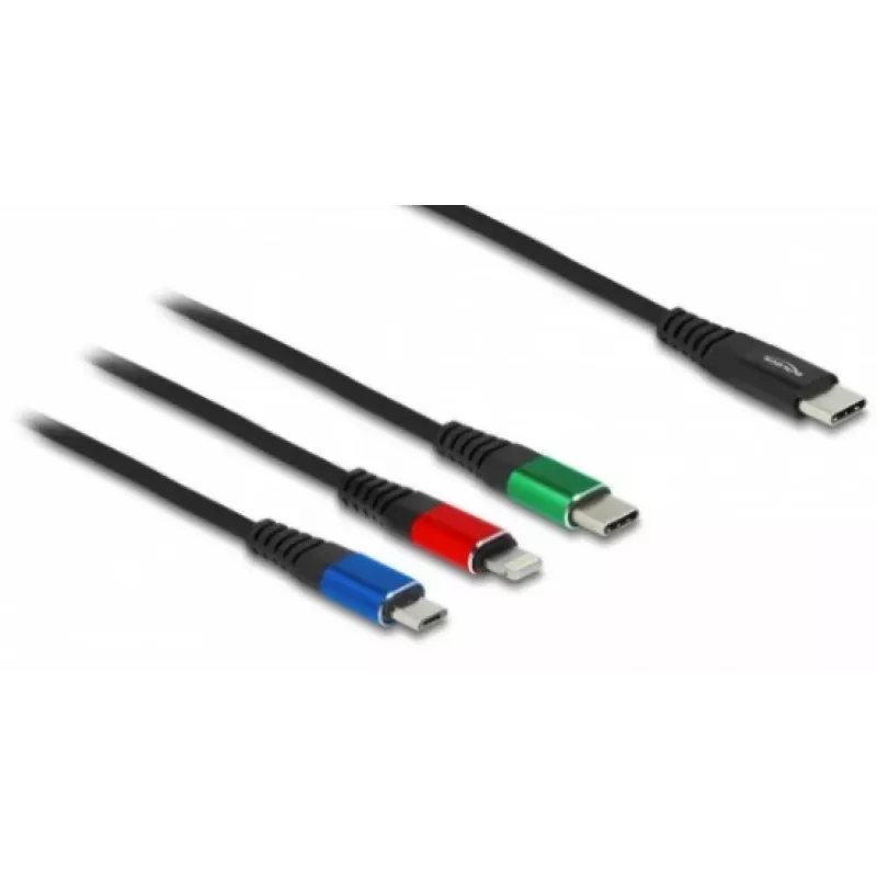 Kabel ładujący DELOCK 3 w 1 USB Type-C Lightning Micro USB 30 cm