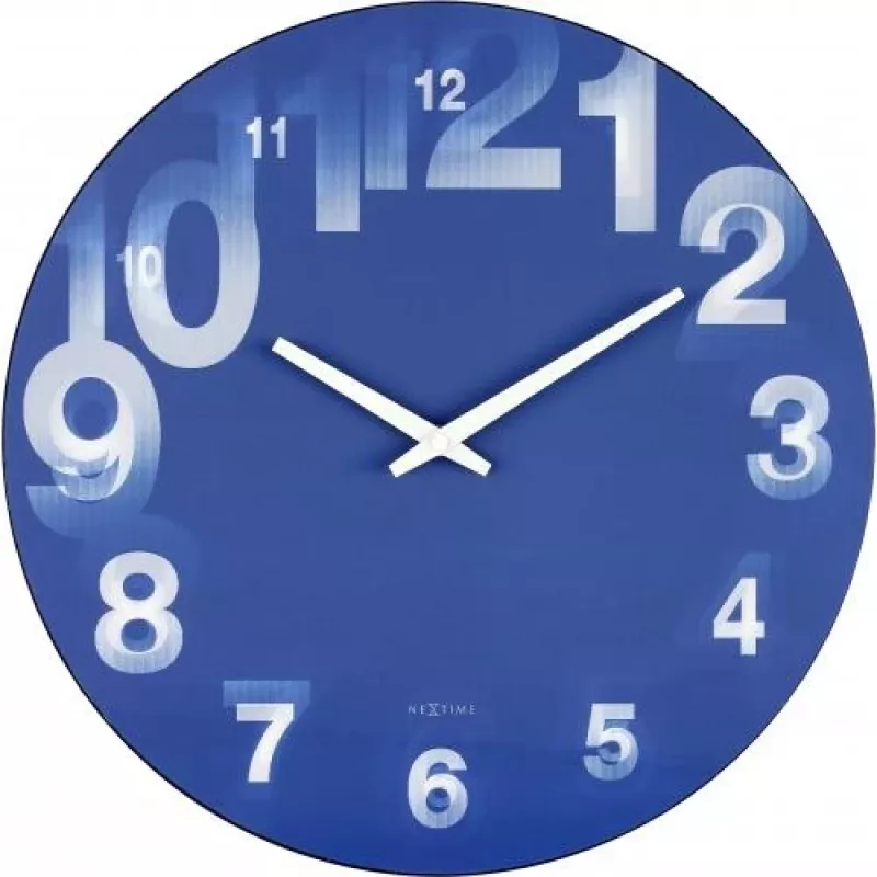 Zegar ścienny NeXtime 3077bl 3D, Ø39,5 cm, niebiesko-biały