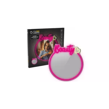 Lusterko LED Neon MANTA MASNL130PK Style Neon Lights BEAUTY, różowy akcent, dekoracyjne oświetlenie lustra