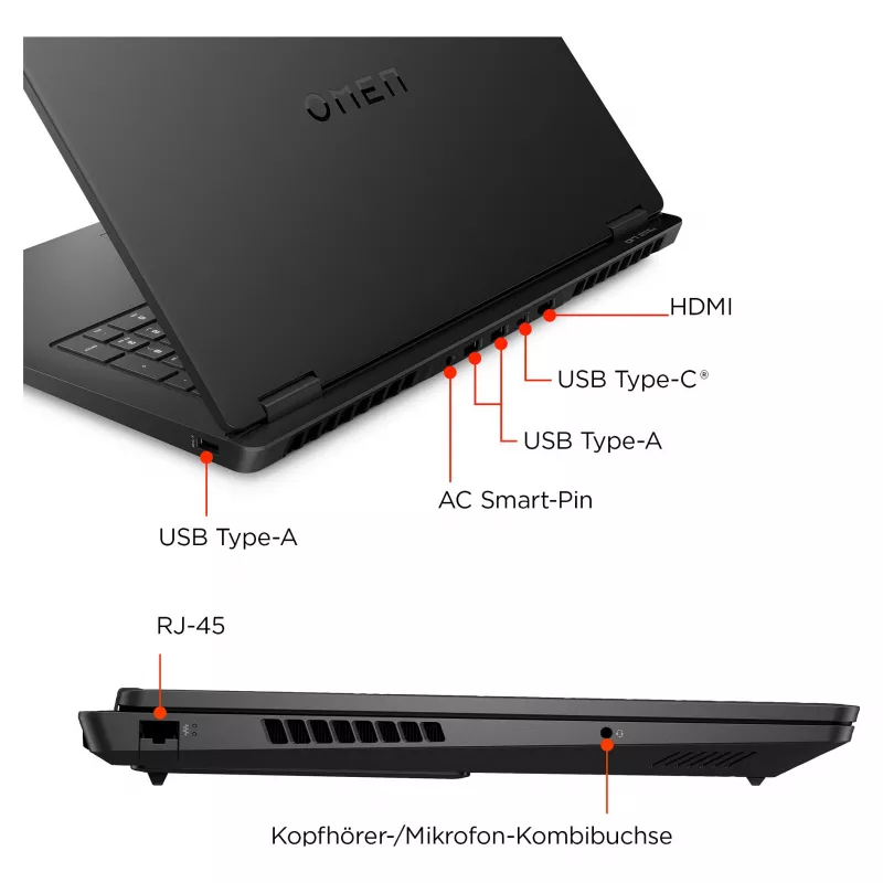 Laptop gamingowy HP OMEN 17,3 inch FHD IPS Ryzen AI 7 350 32GB/1TB RTX 5060 144Hz Win11 17-db1476ng - układ klawiatury może być niemiecki