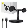Baseus Swan 3-w-1 bezprzewodowa magnetyczna podstawka ładująca 20 W czarna wersja uniwersalna (zawiera: USB For type-C 3A 1 m)