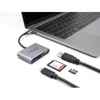 Czytnik kart Delock 91016 USB-C dla kart SD i microSD z portem USB-A i USB-C PD