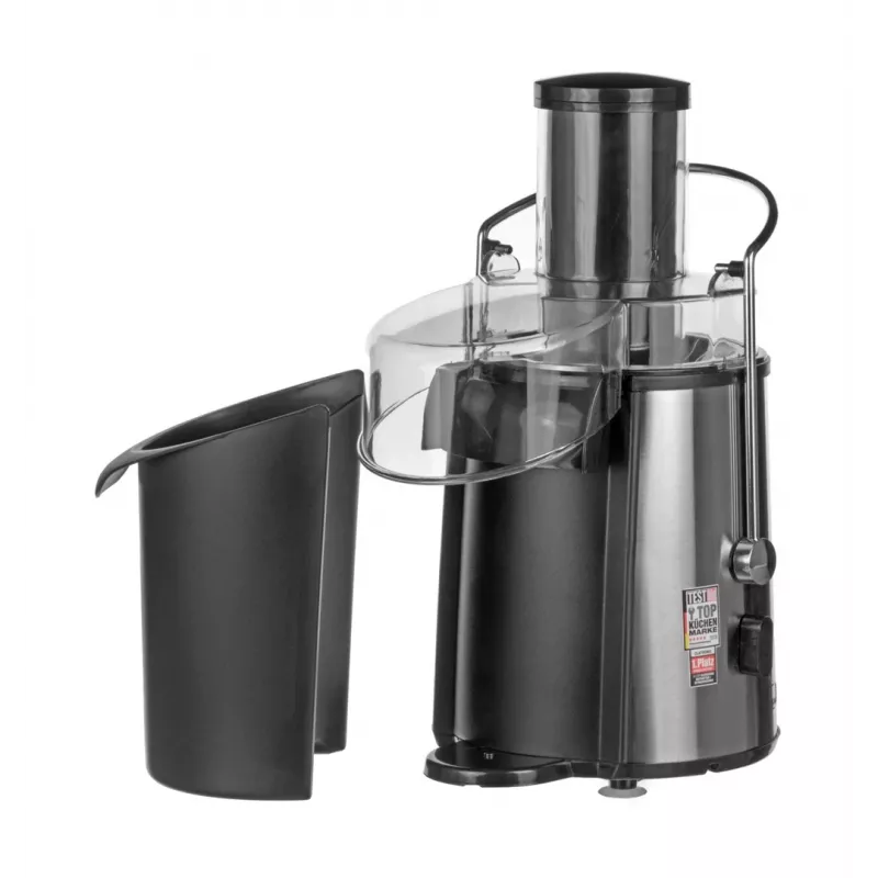 Sokowirówka CLATRONIC AE 3532 1000 W, obudowa ze stali nierdzewnej, pojemnik na miąższ 2 L, 2 prędkości, funkcja antykroplowa