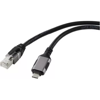 Renkforce USB, Kabel adaptera sieciowego [1x Wtyczka USB-C® - 1x Wtyczka RJ45] 3,00 m Aluminium (RF-6055780)