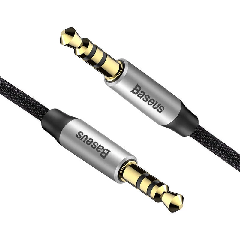 Baseus Yiven Audio kabel Kabel 3.5 męski Audio M30 1.5M Srebrny+ Czarny