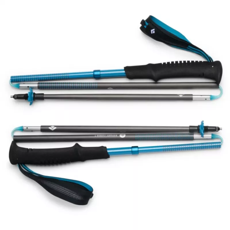 Kijki trekkingowe Distance Carbon Z, sprzęt fitness antracytowy/niebieski, 1 para, 105 cm