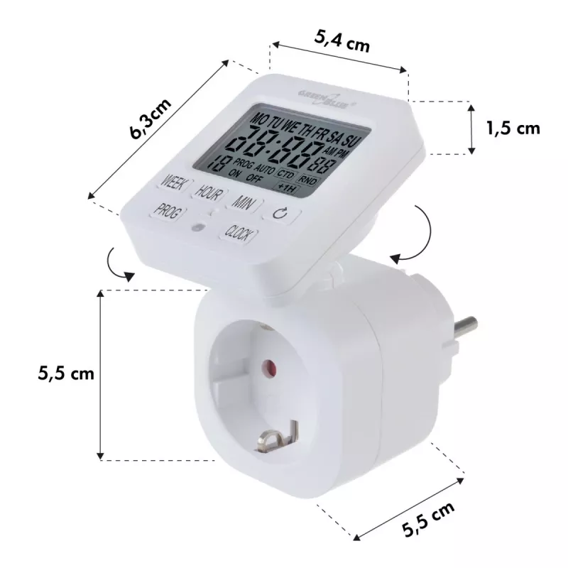 Cyfrowy timer GB605 E GreenBlue 16A IP20