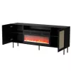JUTA EF komoda + electric kominek 202x39.5x85 czarny + linol calabria