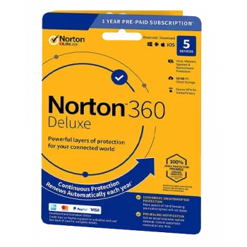 Norton 360 Deluxe | 5 urządzeń | 1 rok | 50 GB pamięci w chmurze | EU | NON SUB |
