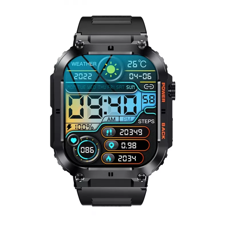Denver SWC-191B smartwatch / zegarek sportowy 4,98 cm (1,96 inch) IPS 45 mm Cyfrowy 320 x 386 pikseli Ekran dotykowy Czarny