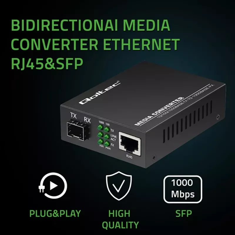 Konwerter mediów PRZEŁĄCZNIK Ethernet 1x RJ45 1x SFP