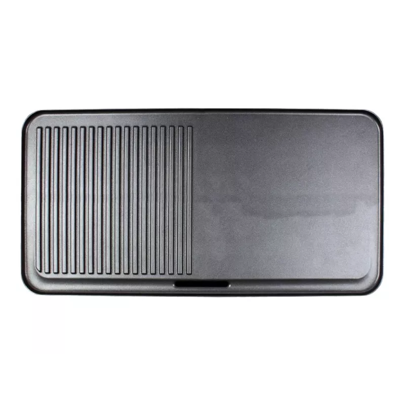 Elektryczny grill stołowy Rommelsbacher BBQ 2003 — 1900 W, 50×25 cm, ryflowana + Teppanyaki, regulowany termostat, srebrny/czarny