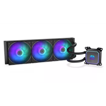 Chłodzenie cieczą AiO ENDORFY Navis F360 ARGB Czarny — chłodnica 360 mm, 3 wentylatory 120×25 mm, 250–1800 RPM, pompa 1600–2600 RPM, obsługa LGA 1700/AM5/AM4