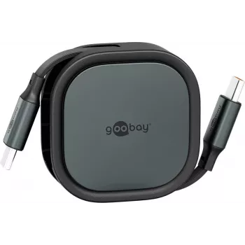 Wentronic goobay Samozwijający się kabel USB-C czarny/srebrny 15 W w wytrzymałej obudowie – Kabel – Cyfrowy/Dane (77424)