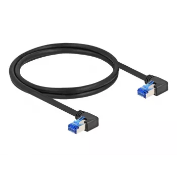 Kabel sieciowy DeLOCK RJ45 Cat.6A S/FTP kątowy 1m czarny