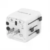 Uniwersalny podróżny adapter zasilania GEMBIRD TPA-INT-01-W — wejście 100–250 V, wtyk typu G, kompaktowe wymiary 84×56×85 mm