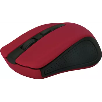 Bezprzewodowa mysz optyczna DEFENDER MM-935 RF — symetryczna, 1600 DPI, czerwona, odbiornik RF USB, baterie AAA