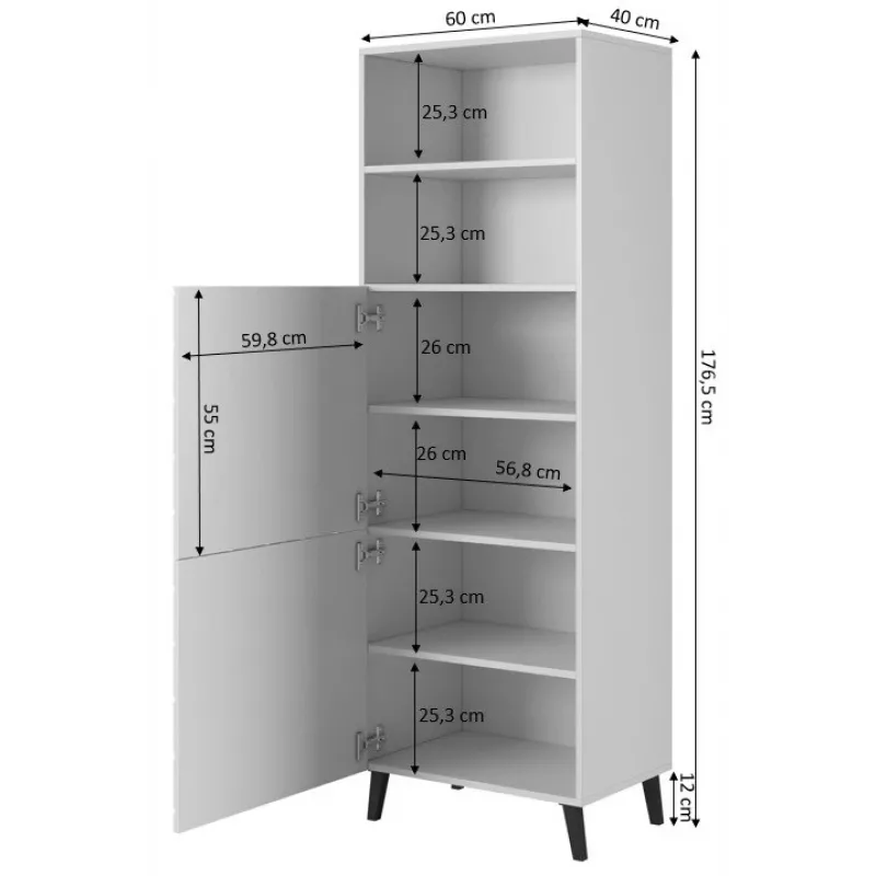 Szafka do przechowywania cama meble ABETO 60×40×176.5 cm grafit/połysk grafit