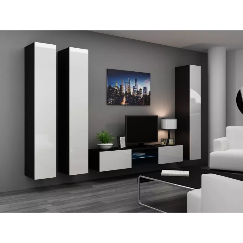 Cama pełna Szafka VIGO '180' 180/40/30 biały/czarny połysk